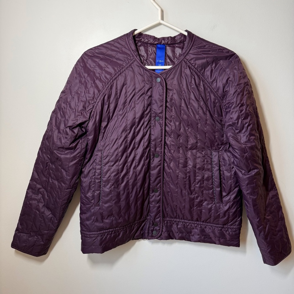 Kit and Ace Quilted Snap-Front Jacket in Deep Plum